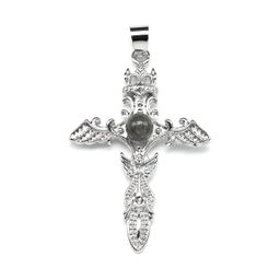 Подвеска Меч с яшмой зеленой 28*40мм