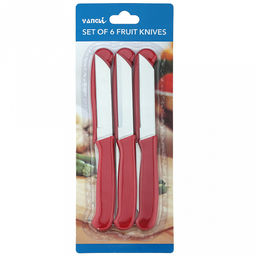 Нож для овощей 77мм, лезвие из нержавеющей стали, цветная пластмассовая ручка с отверстием в ассортименте: синий; красный; зеленый Гамма с зубчиками (Китай) Цена указана за штуку. В блистере 6 штук. - Домашняя мода фото 3