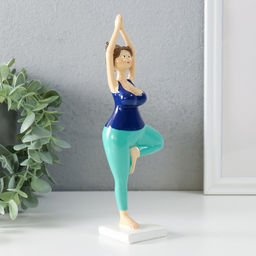Цена за 2 шт. Фигурка полистоун «Пышечка: йога поза дерева», сине-бирюзовая, 7×4.5×20.5 см