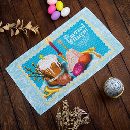 Полотенце пасхальное Доляна Светлой пасхи 35х602 см, 100% хл, рогожка 162г/м2  фото 6