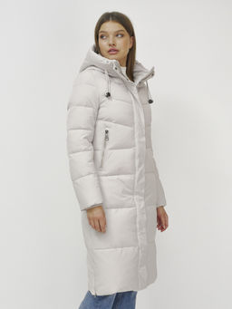 Пальто зимнее MTFORCE 9636_1B женское утепленное стеганное бежевое  фото 8