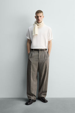 PANTAL?N RELAXED FIT CUADROS / Beige