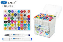 Набор скетчмаркеров двухсторонних 48цв., 1-7мм (MC-5219-48) на спиртовой основе, трехгранн. корпус, в пласт. боксе