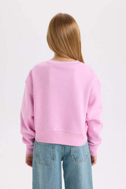 Толстовка из плотной ткани с v-образным вырезом и принтом из мягкой нечеткой ткани с низкими рукавами для девочек - Defacto фото 6