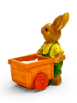 Декоративное кашпо для цветов «Заяц с тележкой», 330 мл, 13×18×17 см, полистоун, Greengo
