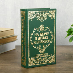 Шкатулка книга-сейф «На удачу в делах и бизнесе», дерево и искусственная кожа, с замком, тиснение, 21×13×5см