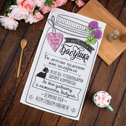 Полотенце кухонное Доляна Любимая бабушка 34х60 см, рогожка, 100% хлопок 160 гр/м