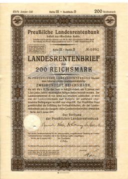 Облигация 4,5% 200 рейхсмарок 1937 года Германия