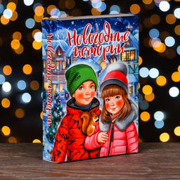 Цена за 5 шт. Подарочная коробка Книга Новогодние истории, 15,8 х 4 х 22 см