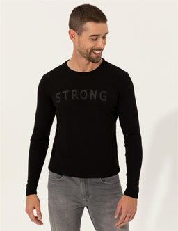 Siyah Slim Fit Bisiklet Yaka Triko Kazak - Pierre cardin фото 2
