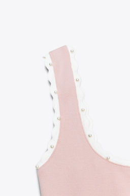 STRETCH TOP WITH FAUX PEARLS - Zara фото 7