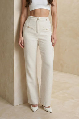 Ekru Tuvit Dugme Detayl? Pantolon TWOAW26PL00172