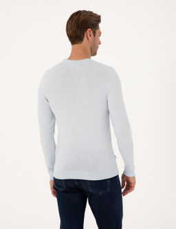 A__k Mavi Slim Fit Bisiklet Yaka Basic Triko Kazak - Pierre cardin фото 5