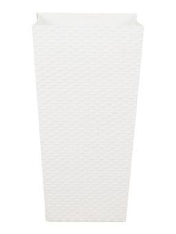 Кашпо для цветов напольное «Ротанг», пластиковое, 47 л, 32×32×61.5 см, белое