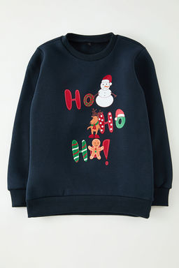 Lacivert Bask?l? Orme Sweatshirt TKDAW25SW00098