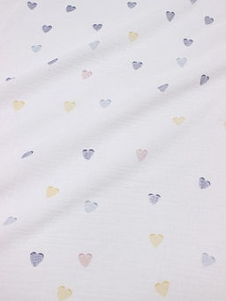 Муслин двухслойный с эф.жатости Пастельные сердечки, ш.1.40м, хлопок-100%, 120гр/м.кв