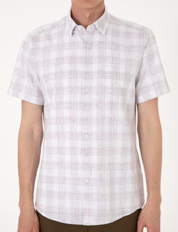 Kahverengi Regular Fit K_sa Kollu Ekose G_mlek - Pierre cardin фото 6
