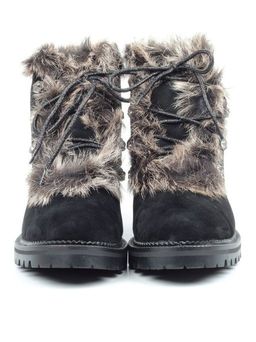 04-AH25-2 BLACK Ботинки зимние женские (натуральная замша, натуральный мех) - Фабричный китай фото 9