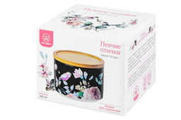 Банка д/хранения и запекания 250 мл 9,3*9,3*7 см Певчие птички на черном+бамб.крышка-подс.с сил.уп - Elan gallery фото 9