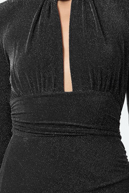 TRENDYOLMILLA Siyah Dekolte Detayl? Dokuma S?k Abiye Elbise TPRAW25EL00071  фото 9