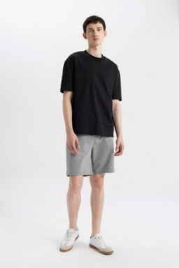 Slim Fit Dar Kesim Fermuar Cepli Basic Duz Sort