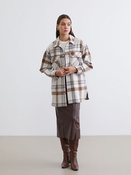 Ekose Oversize Kad?n Ka?e G?mlek Ceket