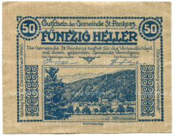 Банкнота 50 геллеров 1920 года Австрия  Санкт-Панкранц (нотгельд)