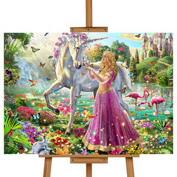 Мозаика алмазная "Принцесса и единорог" 40*50см.