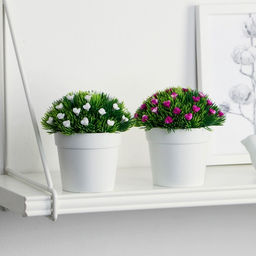 Искусственный цветок в горшке Розочки в траве, 8?11 см, МИКС