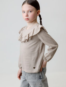 КР 302177/бежевый,гусиная лапка к625 блузка для дев