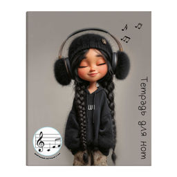 Тетрадь для нот для младших классов 24 л. арт. 73210 ДЕВЧОНКА В НАУШНИКАХ /А5+, белый офсет, мягкий