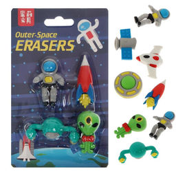 Набор ластиков фигурных 4 штуки Космос, МИКС