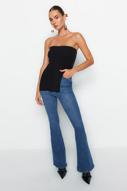 Siyah Straplez Y?rtmac Detayl? Premium Iplik / Ozel Iplik Ince Bluz TWOAW24BZ00131 - Trendyolmilla фото 5