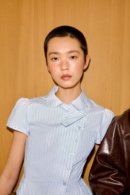 CAMISA POPEL?N RAYAS / Gris / Beige - Zara фото 3