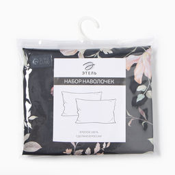 Комплект наволочек Этель Black flowers, 50х70 см - 2 шт., мако-сатин 114г/м2  фото 5