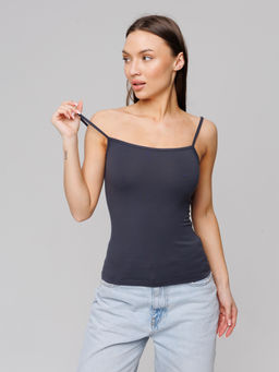 Женская майка на бретелях графит ЛТ-07 (33)