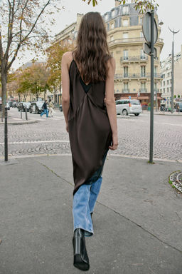 ASYMMETRIC SATIN MIDI DRESS - Zara фото 4