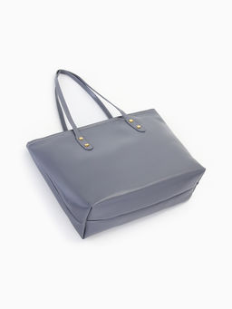 Сумка-шопер женская на молнии, размер 30.5×12×27 см, однотонная, серая