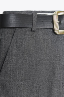 TROUSERS WITH BELT AND TURN-UP HEMS