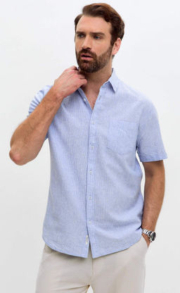 Рубашка к/р лен F111-0450 l.blue stripes - Fine joyce фото 9