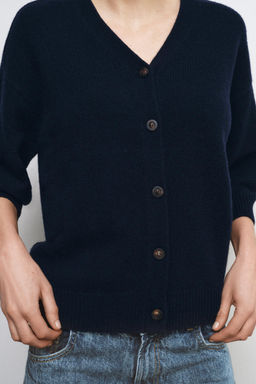 100% WOOL CARDIGAN WITH PUFF SLEEVES - Zara фото 5