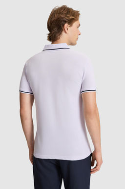 Erkek Lila Slim Fit Polo Yaka Basic Ti__rt