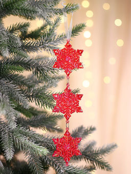 Ёлочная игрушка Зимнее волшебство. Снежинка подвесная, 235.5 см, красный перелив фото 7