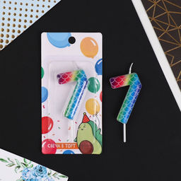 Свеча в торт цифра 7, разноцветная - Страна карнавалия фото 2