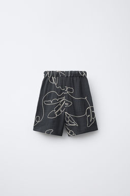 TEXTURED EMBROIDERED BERMUDA SHORTS