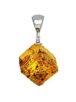 Кулон геометрической формы из натурального текстурного янтаря Рафинад