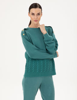 Koyu Ye_il Regular Fit Modal Kuma_ Sweatshirt