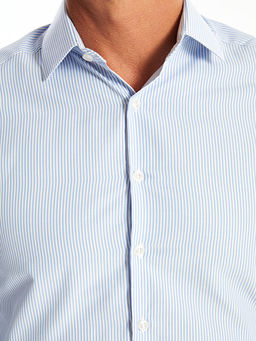 Slim Fit Uzun Kollu ?izgili Poplin Erkek G?mlek