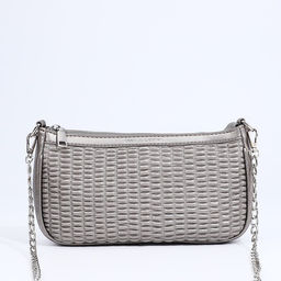 Сумка-багет на молнии, длинный ремень, цвет серебристый - Simaland фото 3