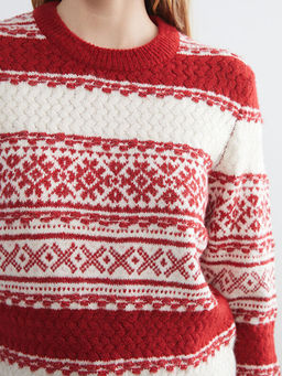 Bisiklet Yaka Desenli Kad?n Triko Kazak